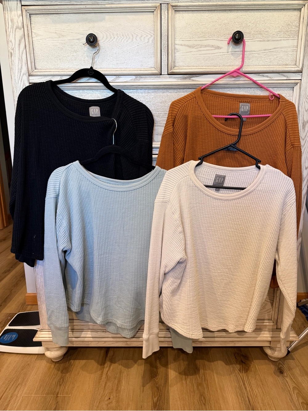 GAP Waffle Knit Crewneck Sweaters - Black, Rust, Light Blue, Cream